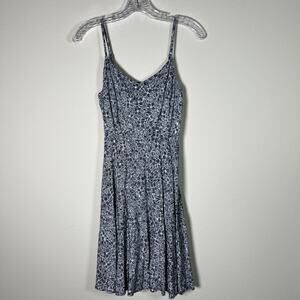 Old Navy Floral Print Sleeveless V-Neck Smocked Slip Dress Women's S Blue/White
